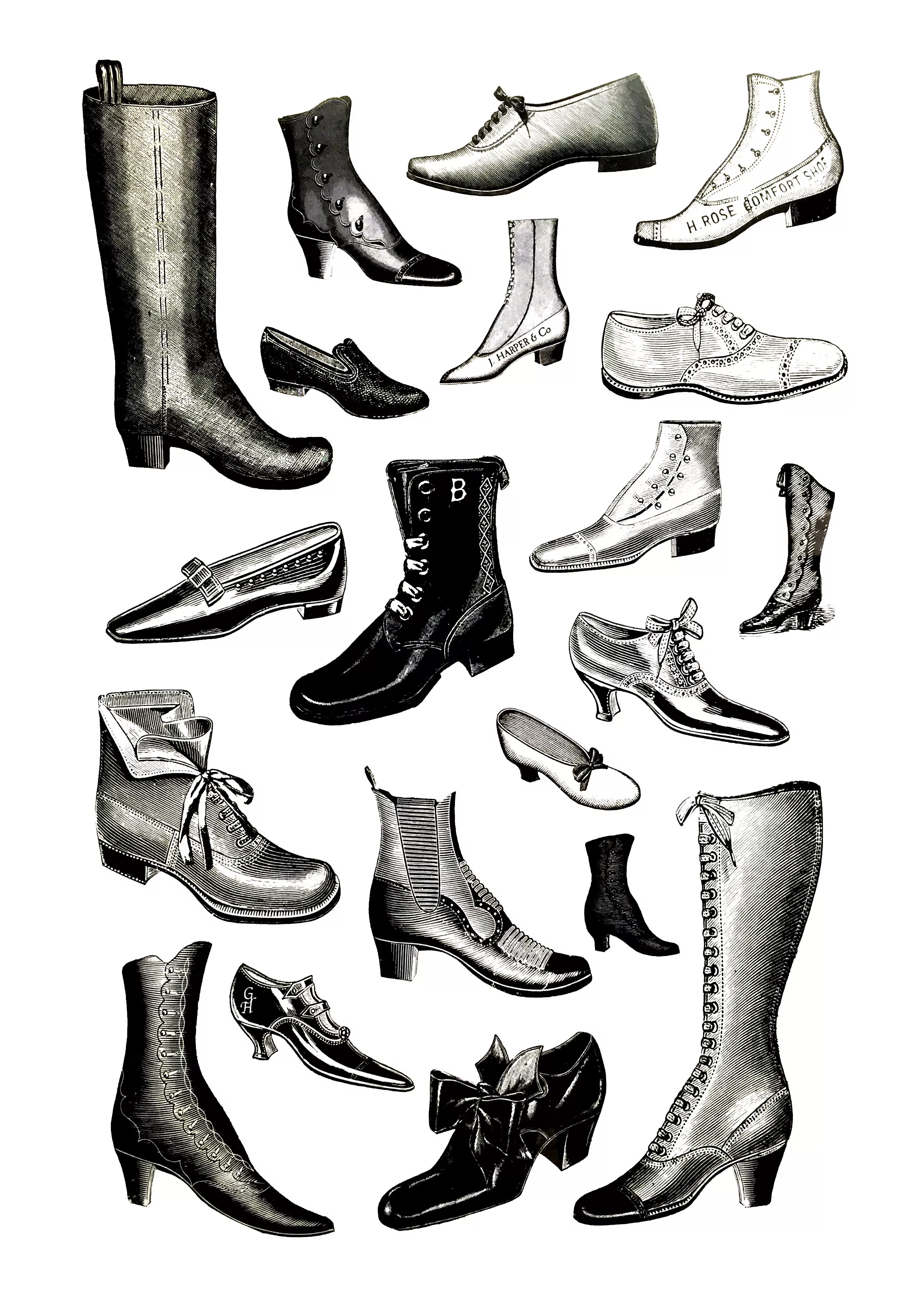 Vintage shoeses (Printable Coloring Page for adults)