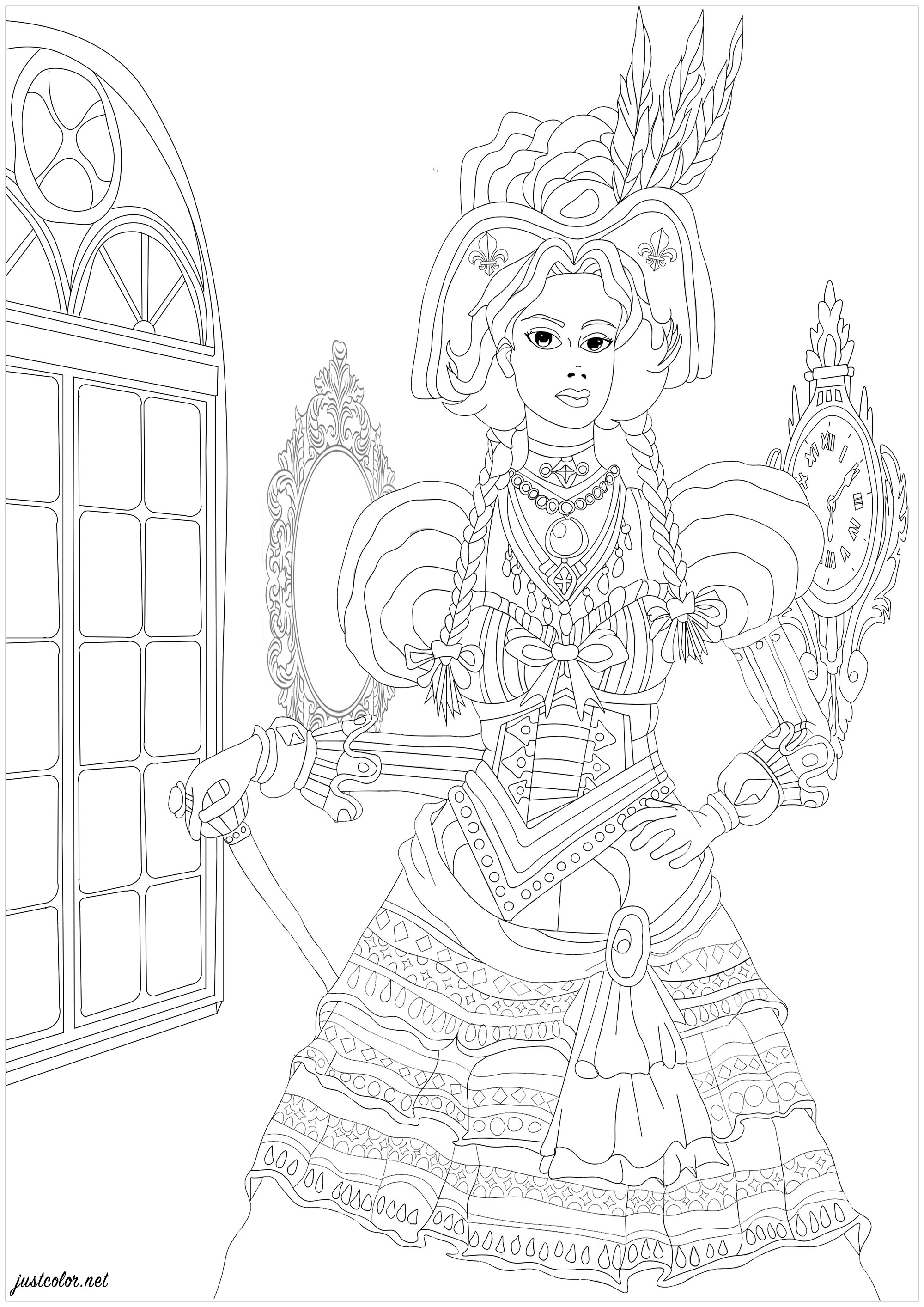 Young aristocrat from the 20th century   Vintage Adult Coloring Pages