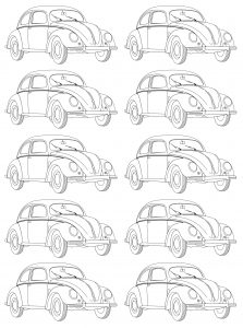 Coloring adult volkswagen type 1 beetle mosaic