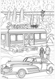 Coloring american diner