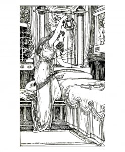 Drawing Vintage Woman Lamp