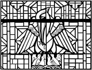 Stained Glass Pelican Church Arthon En Retz France 20th Complex Version