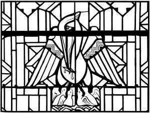 Stained glass pelican church arthon en retz france 20th