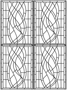 Printable Stained Glass Coloring Page for adults : Art deco stained glass madrid - 3