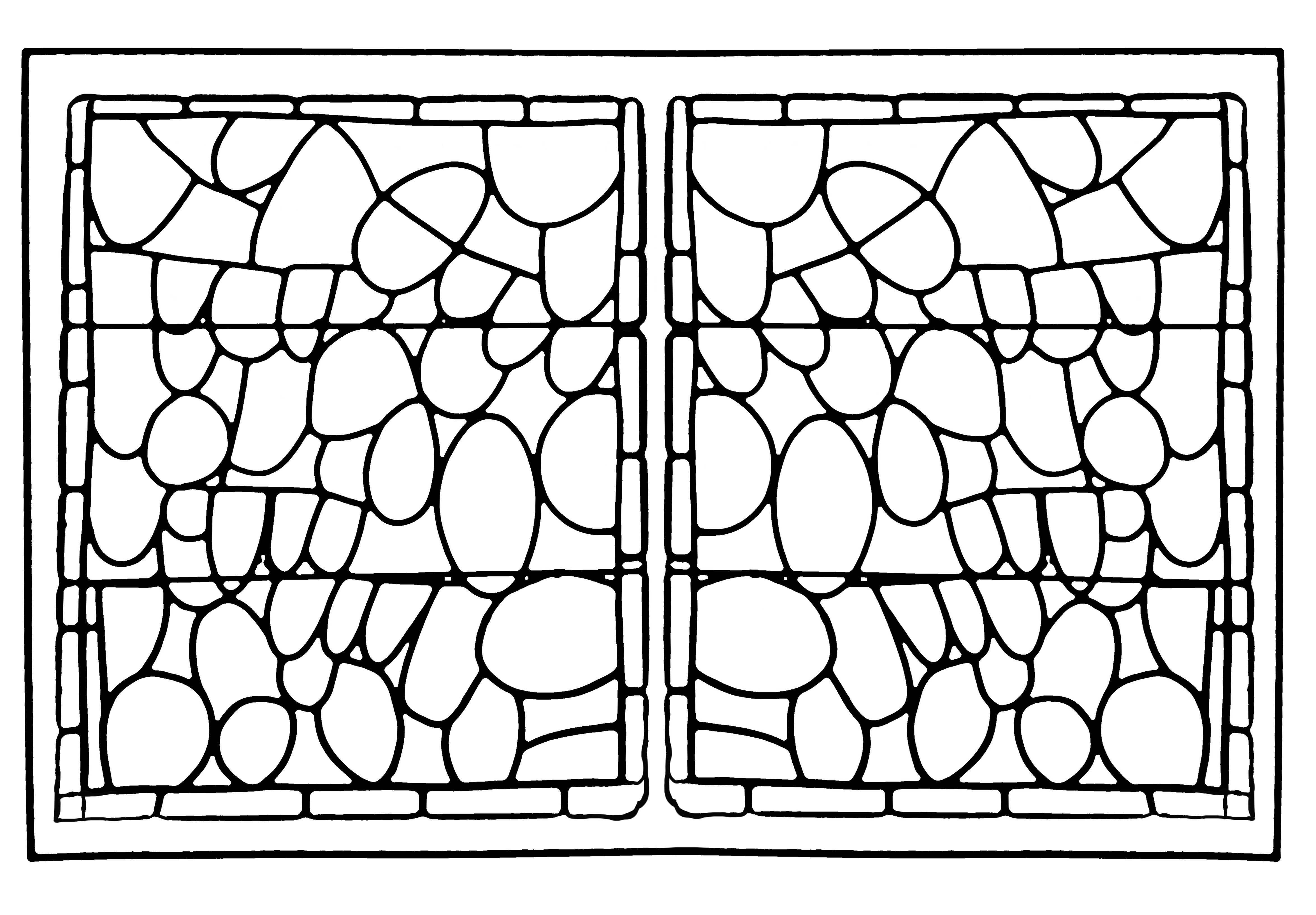 Coloring page made from a modern Stained glass : Chapel of Prieure de Bethleem, Nîmes, France - version 2