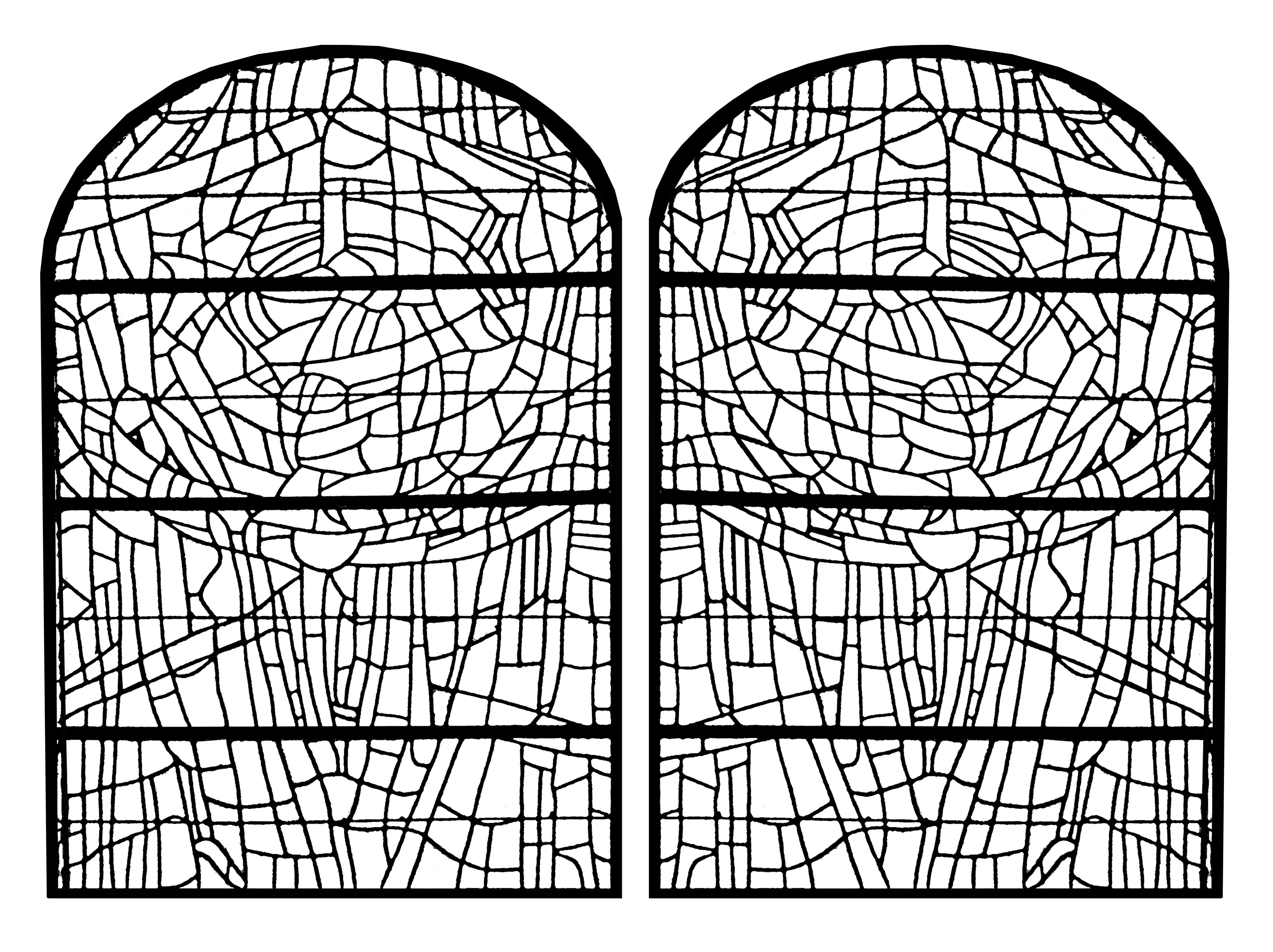 Stained glass from a Church in France - version - 2 (Printable Stained Glass Coloring Page for adults)