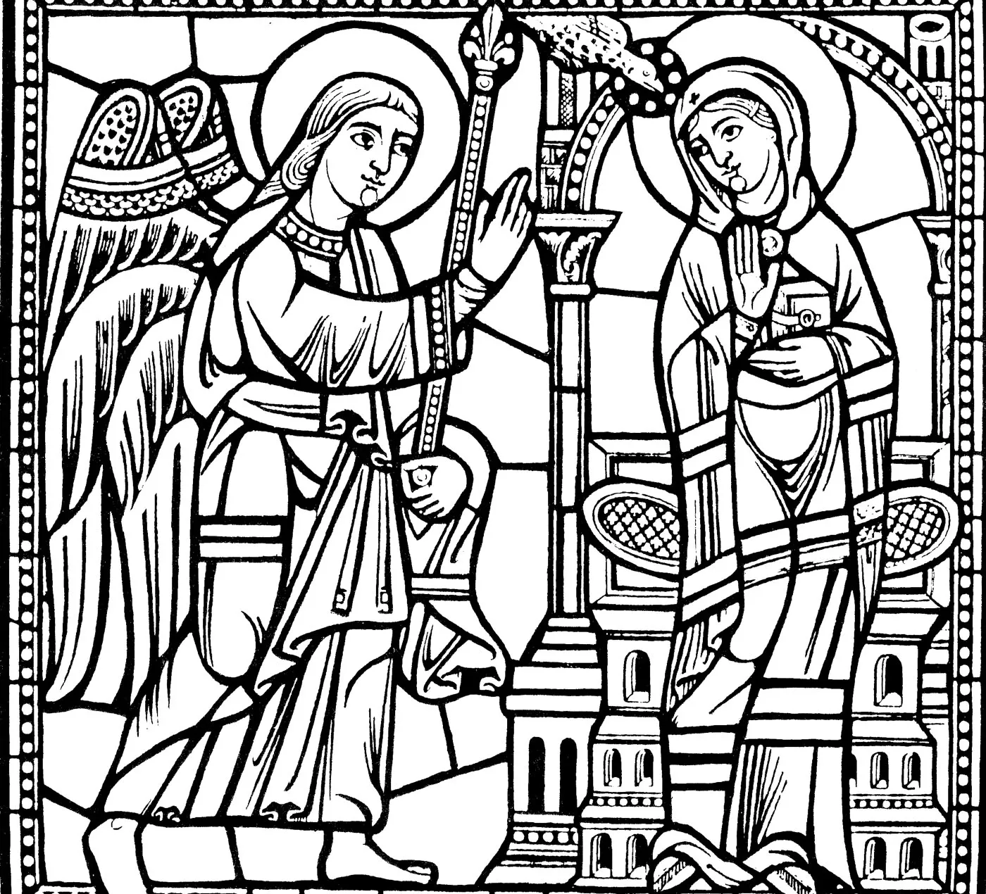 Stained glass church (Printable Stained Glass Coloring Page for adults)