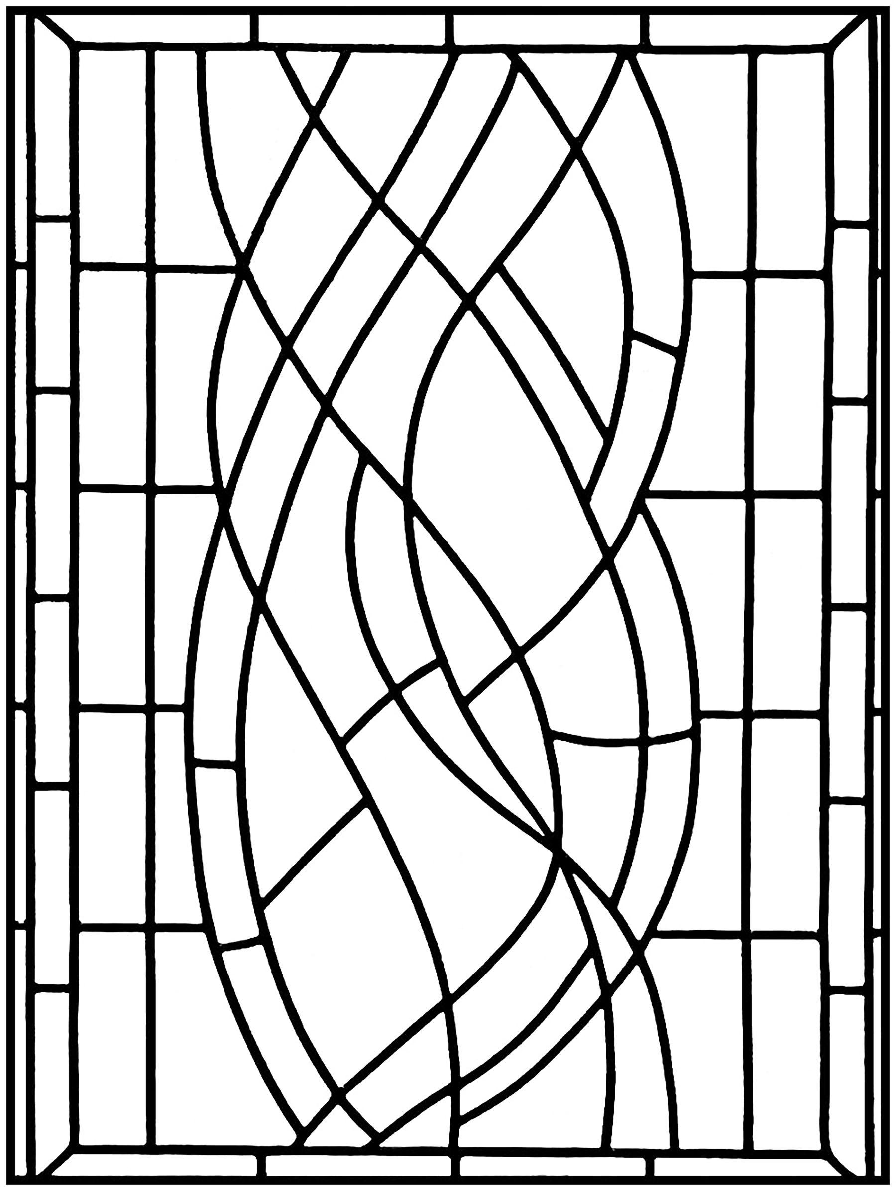 Art deco stained glass madrid 1 Stained Glass Adult Coloring Pages