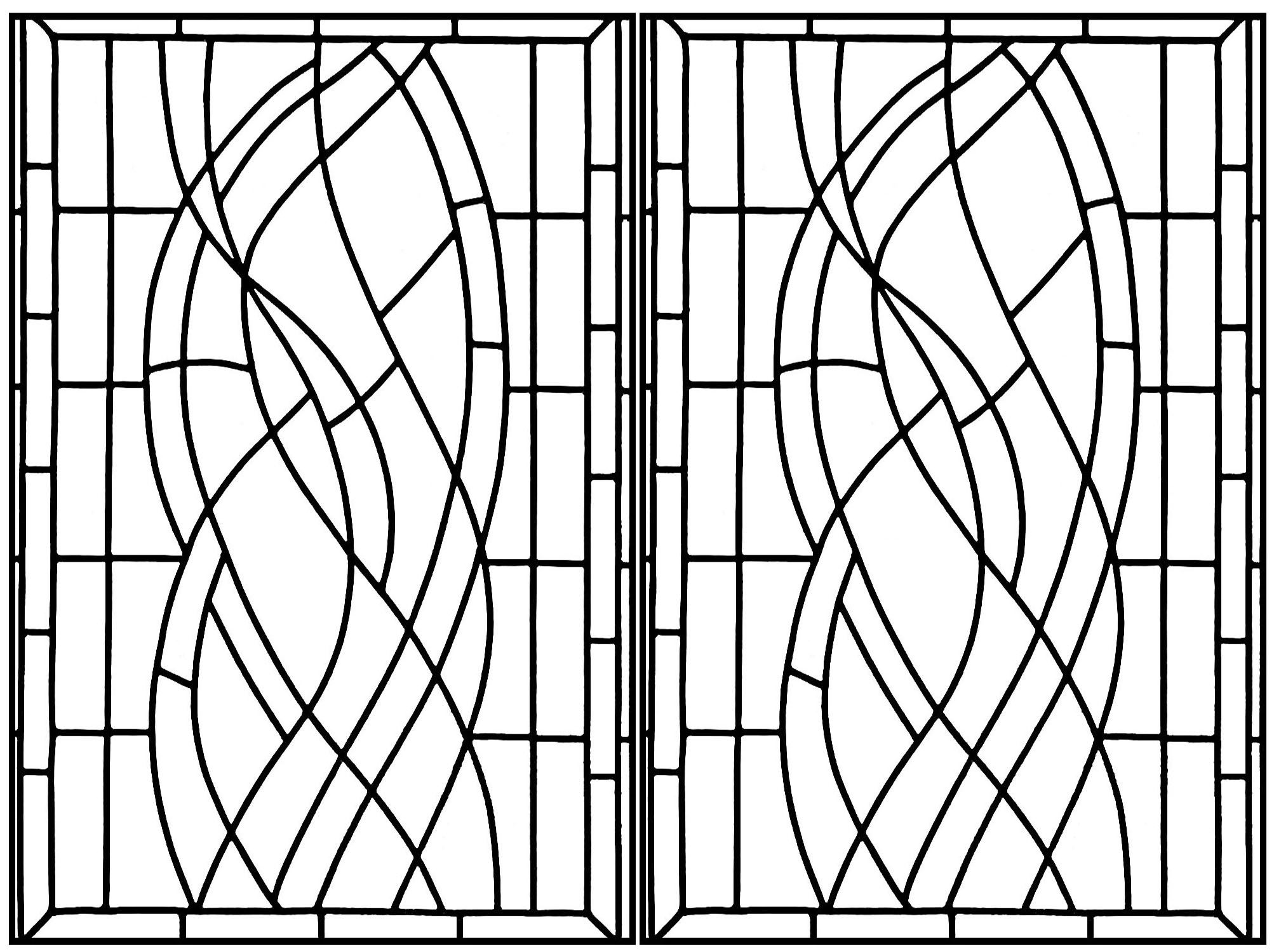 Coloring page art deco stained glass madrid 2