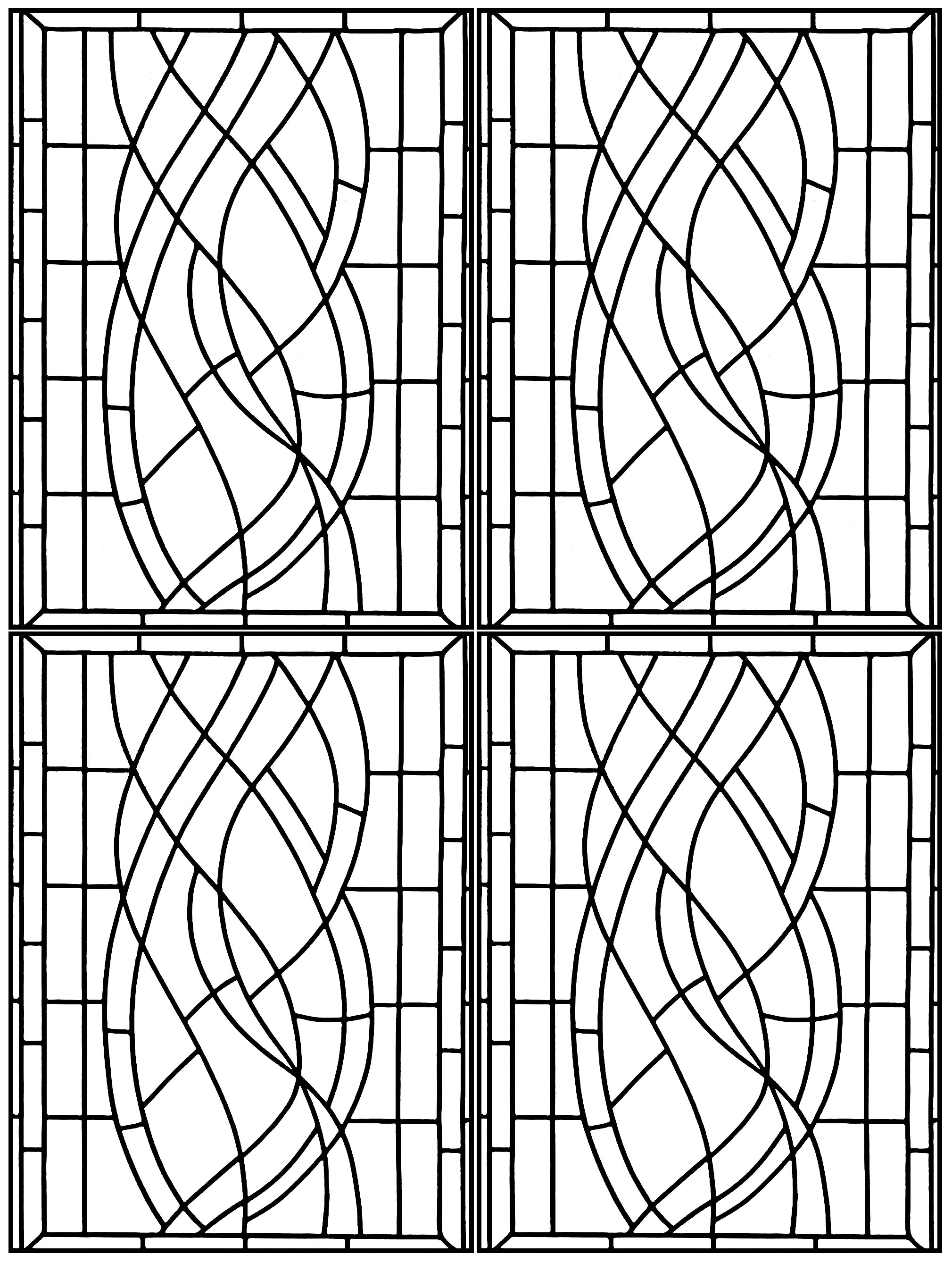 Coloring created from a Art Deco Stained glass spotted in a hotel in Madrid (very complex version)