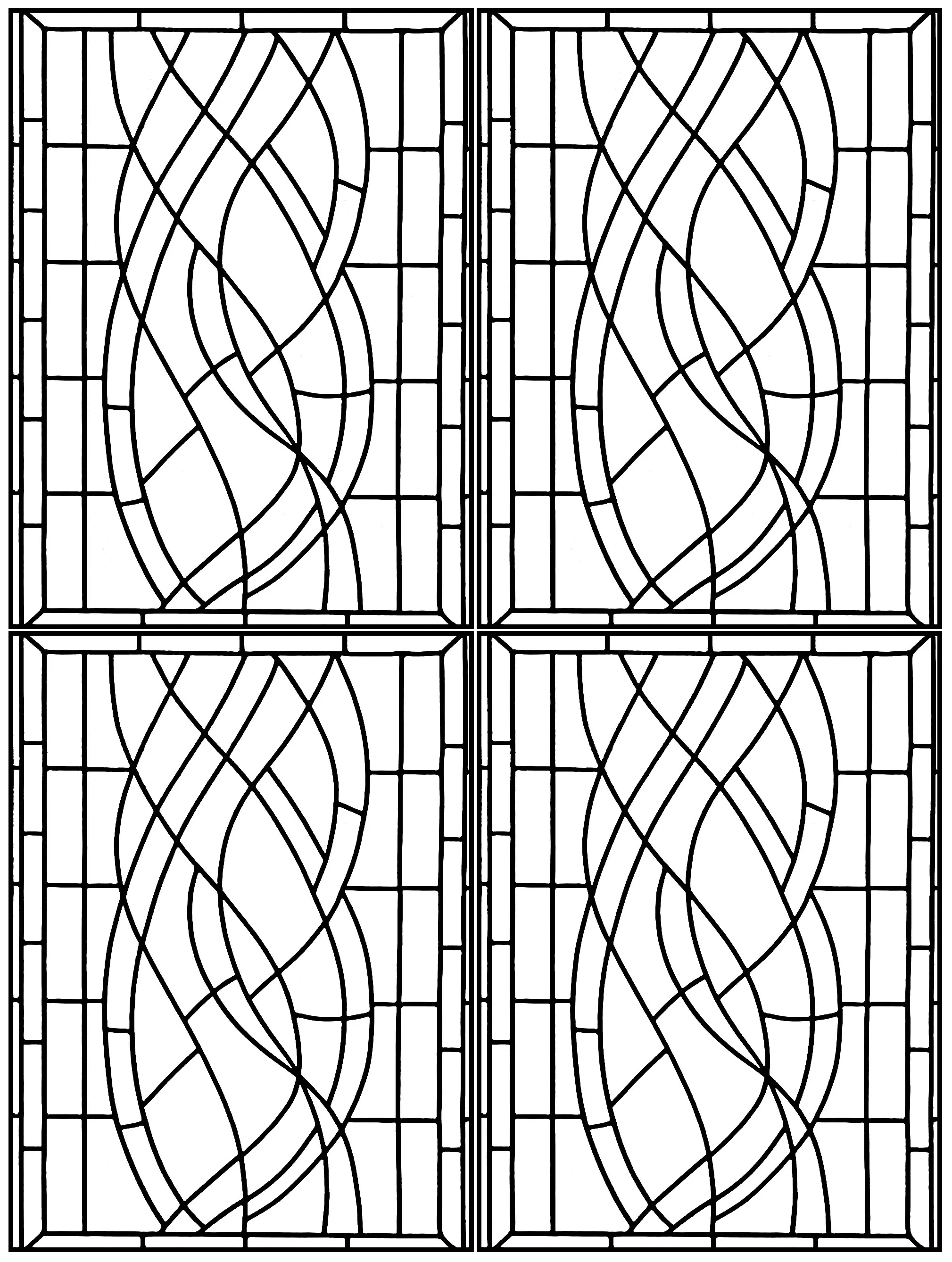 Art deco stained glass madrid - 3 (Printable Stained Glass Coloring Page for adults)