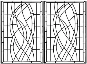 Art deco stained glass panels with oval patterns