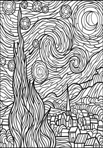 The Starry Night in stained glass