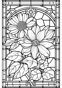 Stained Glass Coloring Book Flowers: Adult Colouring Book Flower