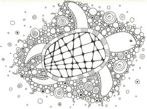 Printable Water world Coloring Page for adults : Turtle Juliette