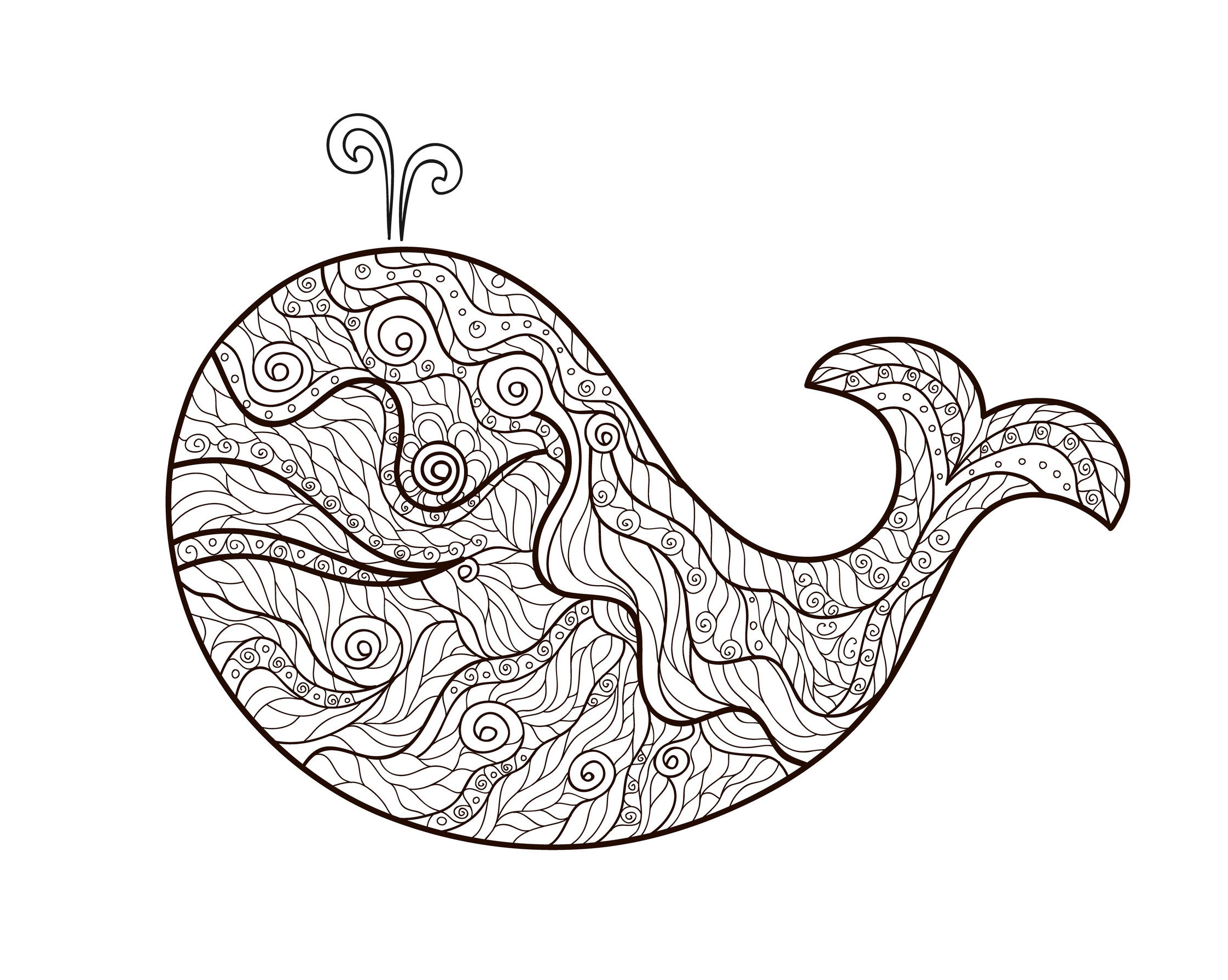 A beautiful whale, drawn with Zentangle style, by Meggichka