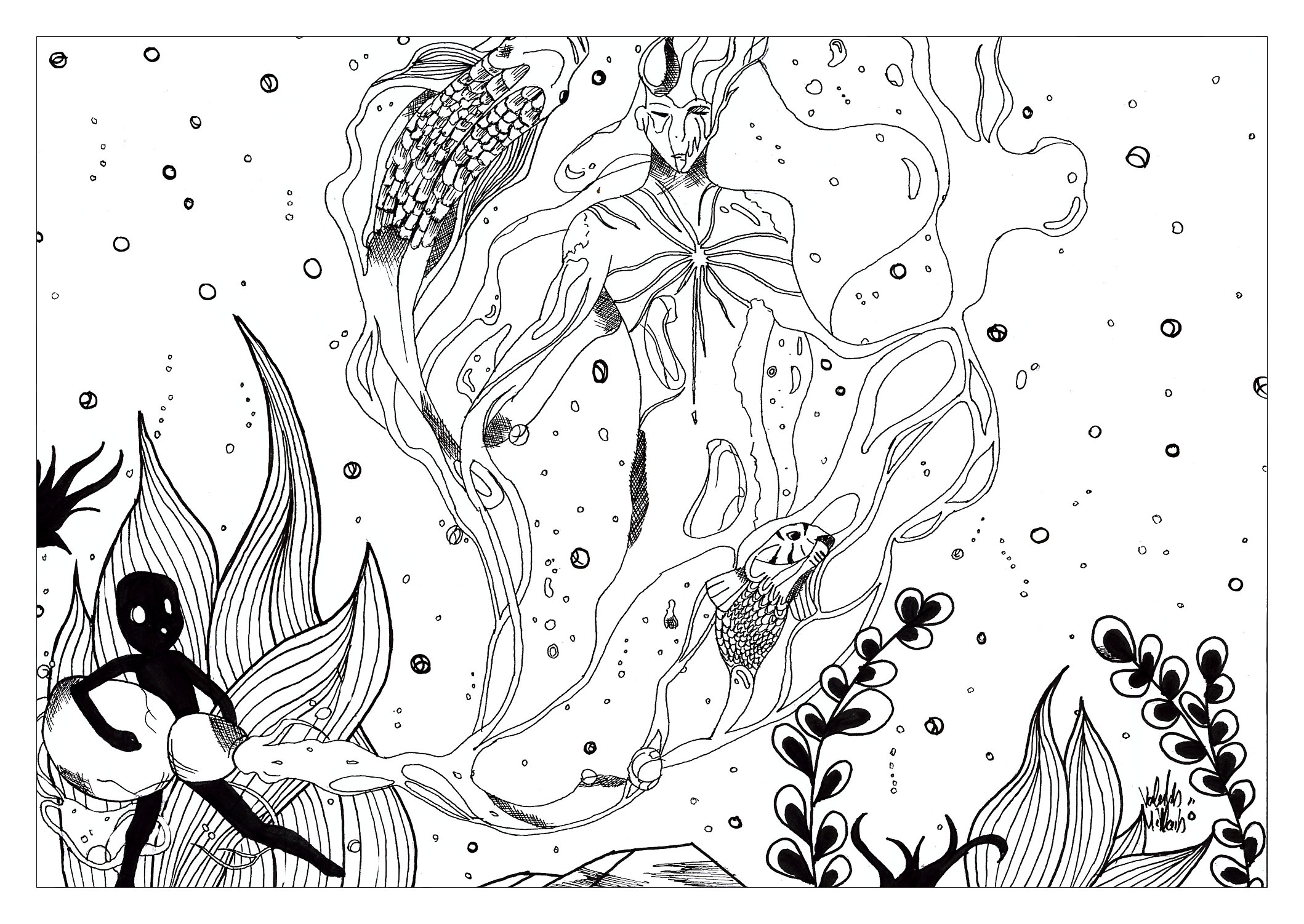 Coloring page of the Aquarius
