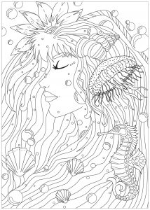 Coloring woman of the seas