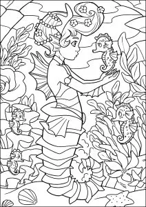 Two seahorses meet