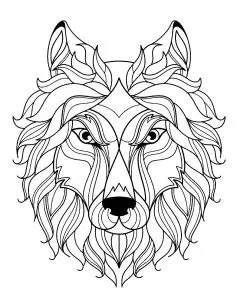 Wolf's head with a stylized mane
