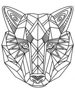 Geometric Wolf head (Coloring Page)
