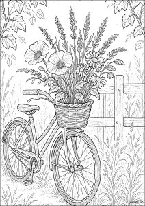 Decorative bike (Wonderful Gardens Coloring Page)