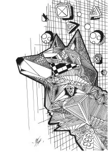 Zentangle / cubic wolf