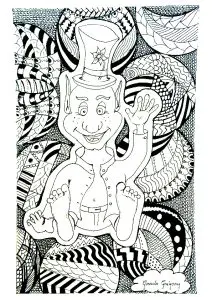 Imp on Zentangle pattern background
