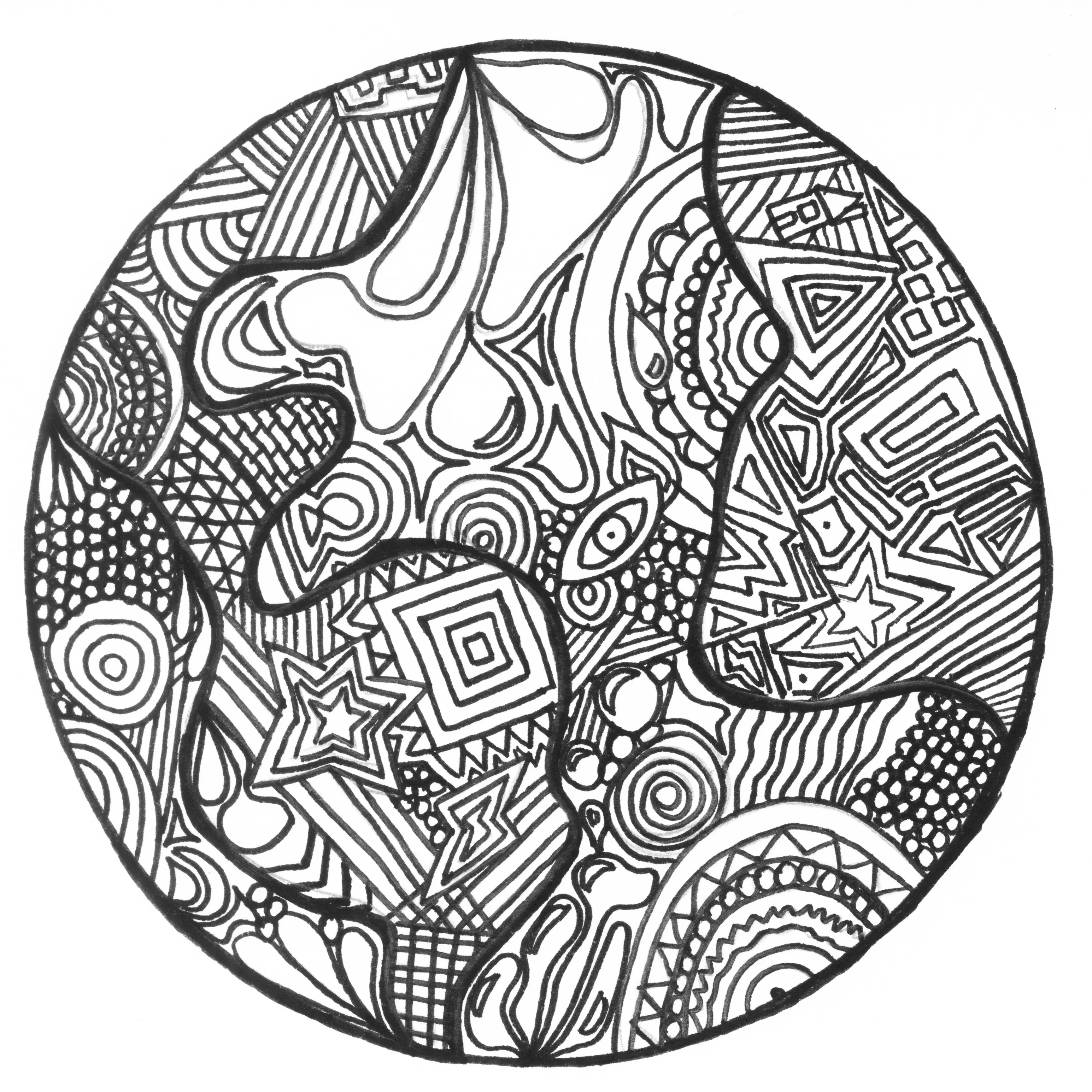 Zentangle representing the planet Earth (Printable Coloring Page for adults)
