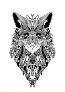 Coloring page zentangle wolf krissy