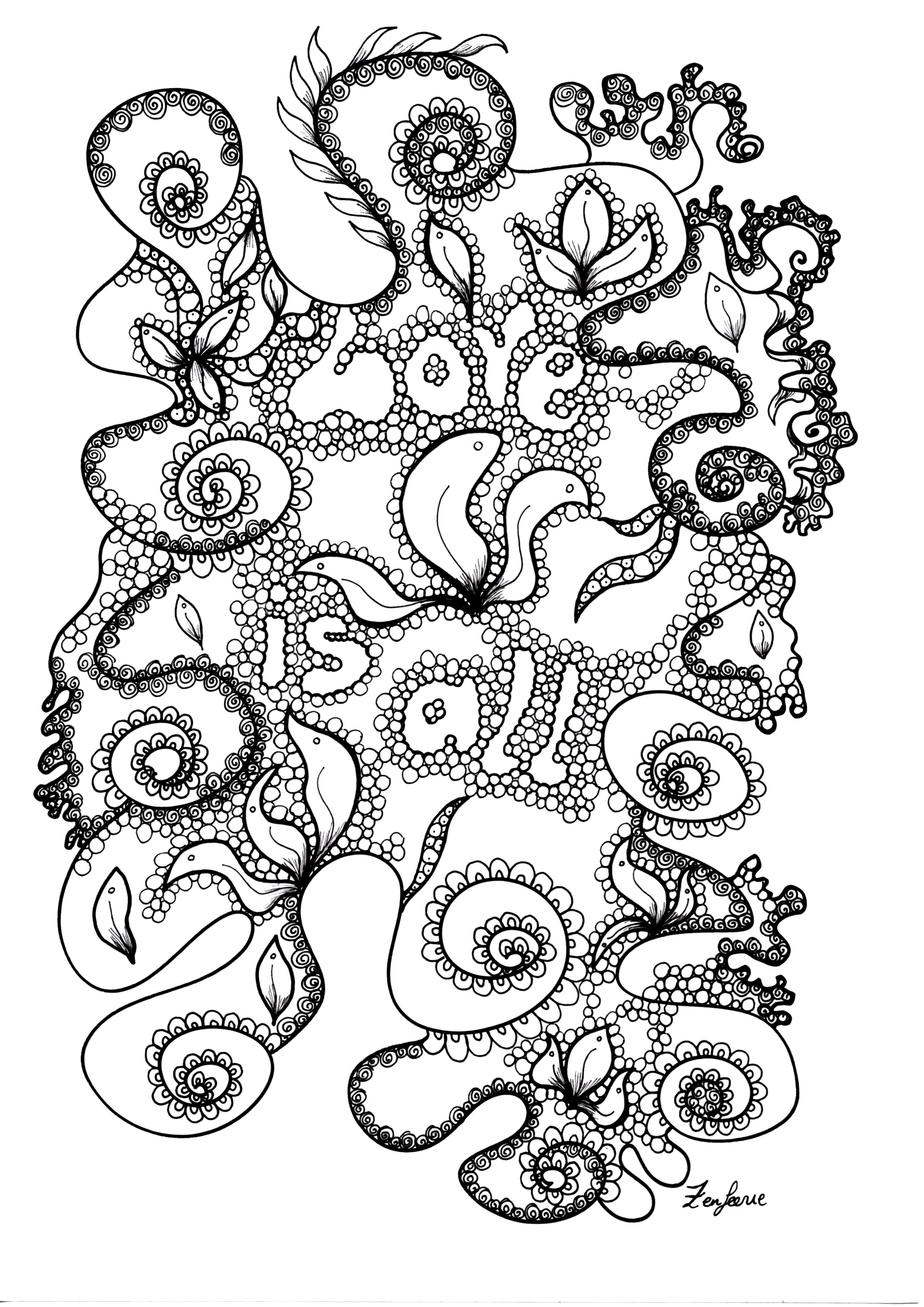 'Love is all' : a Zentangle coloring page