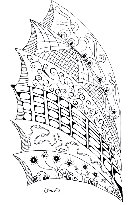 Simple Zentangle 6 by claudia (Printable Coloring Page for adults)