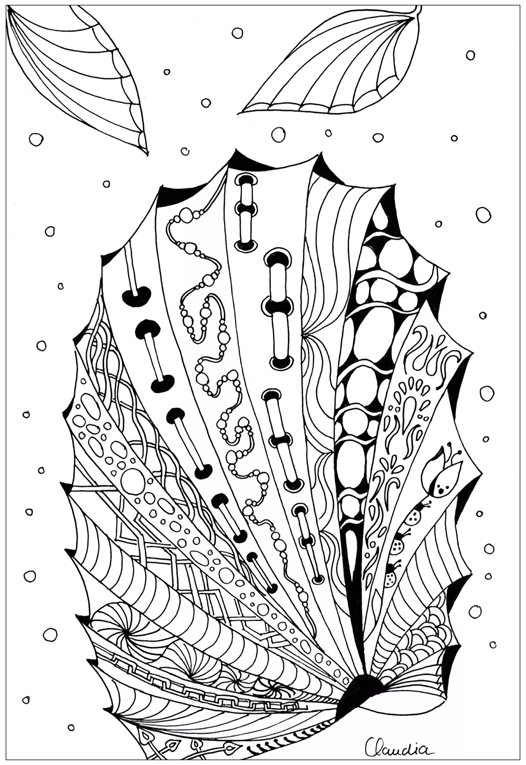 Zentangle simple by claudia - 5 (Printable Coloring Page for adults)