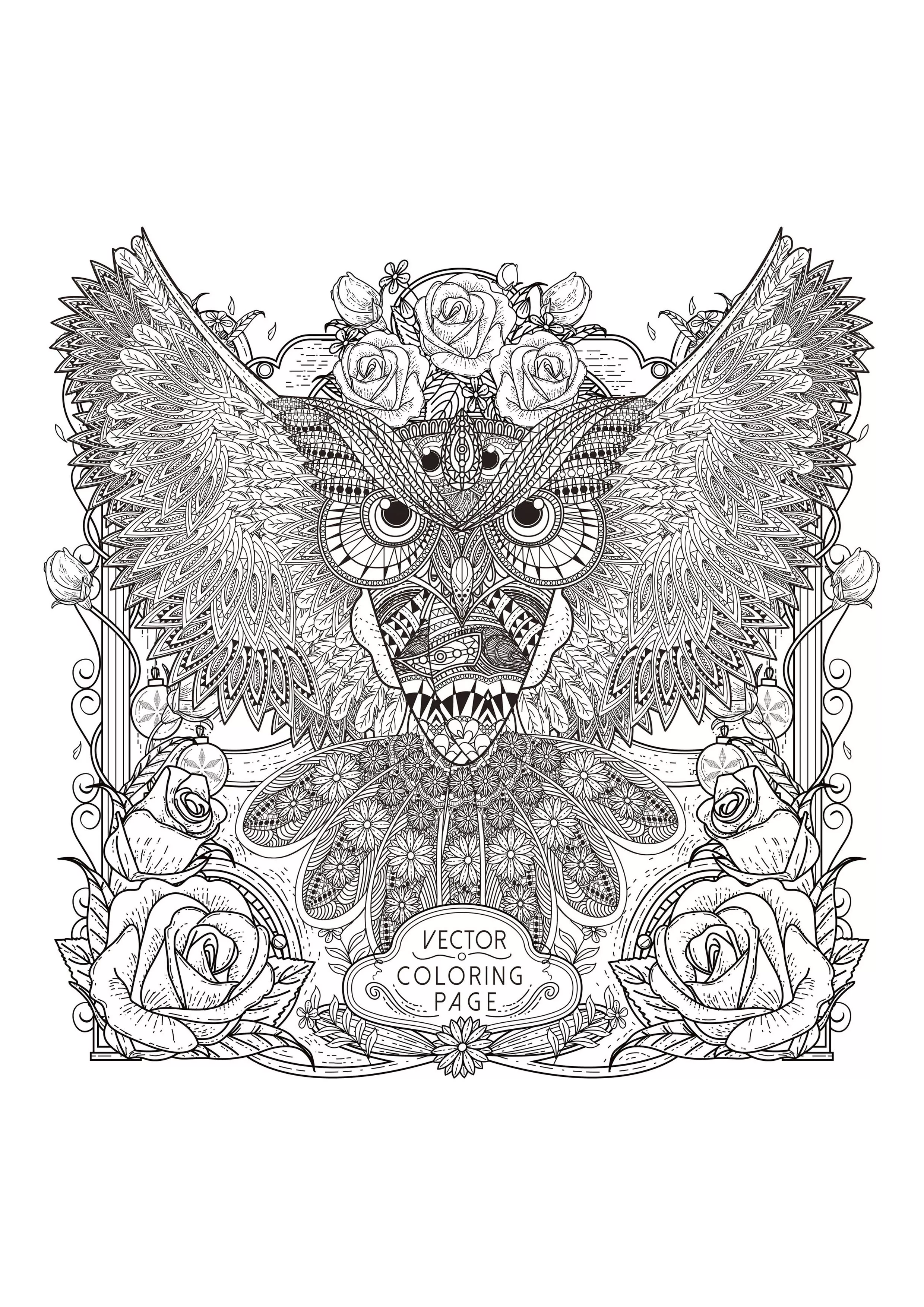Owl zentangle (Printable Coloring Page for adults)