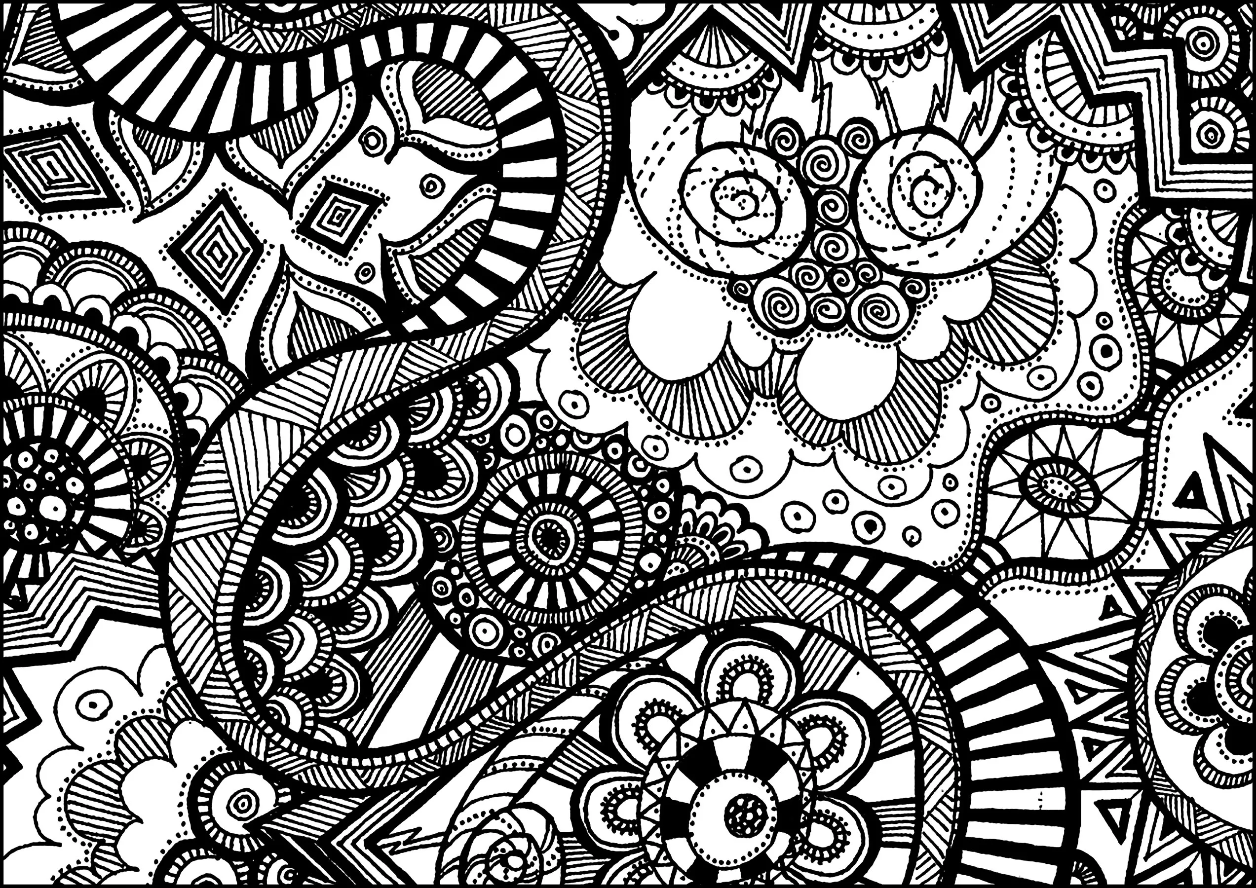 Beautiful Zentangle representing life (Printable Coloring Page for adults)