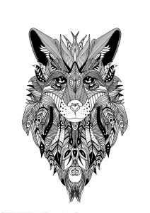 Coloring page zentangle wolf krissy