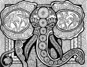 Lines of the elephant (Zentangle Coloring Page)
