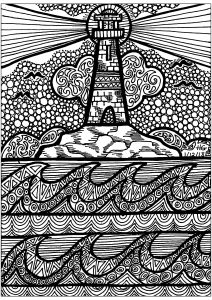 Lines of the Lighthouse (Zentangle Coloring Page)