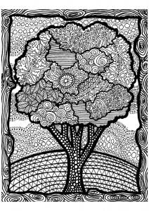 Lines of the tree (Zentangle Coloring Page)