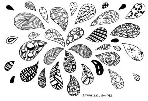 Zentangle spiral ornamental drops