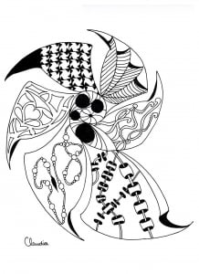 Abstract zentangle with various patterns (Coloring Page)