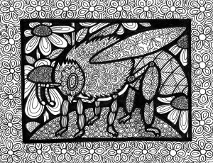 Lines of the bee (Zentangle Coloring Page)