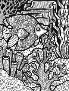 Lines of the reef (Zentangle Coloring Page)