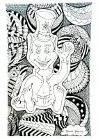 Imp on Zentangle pattern background (Coloring Page)
