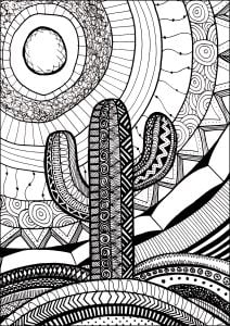 Cactus in the sun (Zentangle Coloring Page)