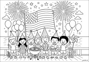 Fête joyeuse sous des feux d'artifice