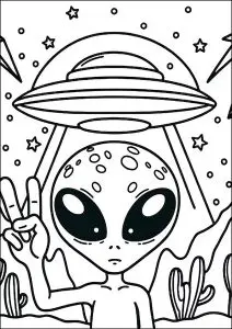 Alien avec sa soucoupe volante