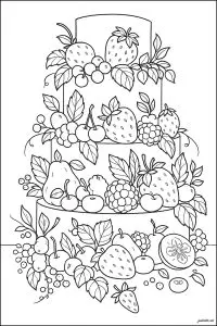 Gateau rempli de fruits, sur 4 étages