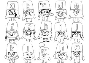 Lettres avec différents visages (De A à O)