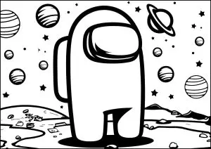 Un personnage Among Us sur la lune